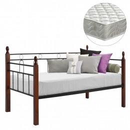 ΚΑΝΑΠΕΣ ΚΡΕΒΑΤΙ ΜΕ ΣΤΡΩΜΑ REVEN HM21329 ΜΕΤΑΛΛΟ & ΞΥΛΟ ΣΕ DIRTY OAK--ΣΤΡΩΜΑ 90Χ190εκ