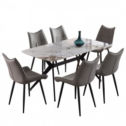 ΣΕΤ ΤΡΑΠΕΖΑΡΙΑΣ 7ΤΜΧ AIKA HM21364 ΚΕΡΑΜΙΚΟ TOP/ΜΕΤΑΛ. ΠΟΔΙΑ--PU ΓΚΡΙ/ΜΕΤΑΛ.ΠΟΔΙΑ
