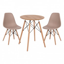 ΣΕΤ ΤΡΑΠΕΖΑΡΙΑΣ 3ΤΜΧ TWIST HM21370 ΣΤΡΟΓΓΥΛΟ ΤΡΑΠΕΖΙ Φ60 & 2 ΚΑΡΕΚΛΕΣ ΣΕ ΚΑΠΟΥΤΣΙΝΟ