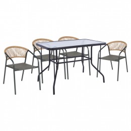 ΣΕΤ ΤΡΑΠΕΖΑΡΙΑΣ 5ΤΜΧ ADAM HM10727.01 ΚΑΡΕΚΛΕΣ ΜΕΤΑΛΛΙΚΕΣ & ΤΡΑΠΕΖΙ 110x60εκ ΓΚΡΙ