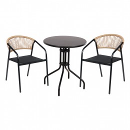 ΣΕΤ ΤΡΑΠΕΖΑΡΙΑΣ 3ΤΜΧ LINO HM10728 2 ΜΕΤΑΛ. ΚΑΡΕΚΛΕΣ--ΣΤΡΟΓΓΥΛΟ ΤΡΑΠΕΖΙ Φ60εκ ΜΑΥΡΟ