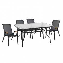 ΣΕΤ ΤΡΑΠΕΖΑΡΙΑΣ 5ΤΜΧ BRUNO HM10729.03 ΚΑΡΕΚΛΕΣ ΜΕΤΑΛΛΙΚΕΣ & ΤΡΑΠΕΖΙ 150x90εκ ΜΑΥΡΟ