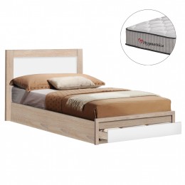 ΚΡΕΒΑΤΙ ΜΟΝΟ ΜΕ ΣΥΡΤΑΡΙ & ΣΤΡΩΜΑ MELANY HM10756.01 ΜΕΛΑΜΙΝΗ SONAMA/ΛΕΥΚΟ--ΓΙΑ 90x190εκ