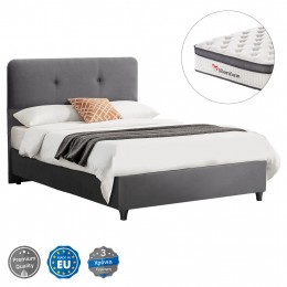 ΚΡΕΒΑΤΙ DOLORES ΜΕ ΣΤΡΩΜΑ HM10746.01 ΓΚΡΙ ΒΕΛΟΥΔΟ--ΓΙΑ 120x200εκ