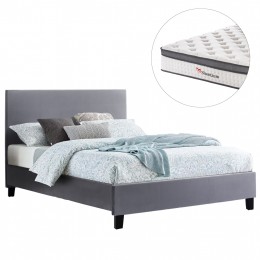 ΚΡΕΒΑΤΙ ΜΕ ΣΤΡΩΜΑ BECCA HM10803.11 ΓΚΡΙ ΥΦΑΣΜΑ--ΓΙΑ 150x200εκ