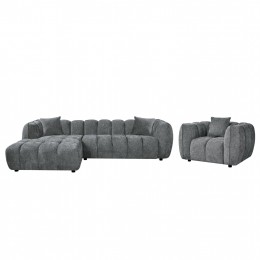 ΣΕΤ ΚΑΝΑΠΕΣ ΓΩΝΙΑ (ΑΡΙΣΤΕΡΗ)-ΠΟΛΥΘΡΟΝΑ LOUNGE LYKKE HM10820.01L ΓΚΡΙ ΥΦΑΣΜΑ