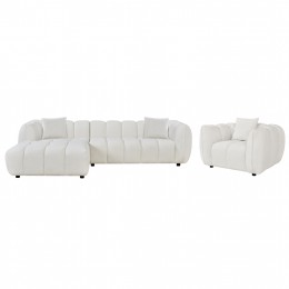 ΣΕΤ ΚΑΝΑΠΕΣ ΓΩΝΙΑ (ΑΡΙΣΤΕΡΗ)-ΠΟΛΥΘΡΟΝΑ LOUNGE LYKKE HM10820.02L ΕΚΡΟΥ ΥΦΑΣΜΑ