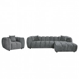 ΣΕΤ ΚΑΝΑΠΕΣ ΓΩΝΙΑ (ΔΕΞΙΑ)-ΠΟΛΥΘΡΟΝΑ LOUNGE LYKKE HM10820.01R ΓΚΡΙ ΥΦΑΣΜΑ
