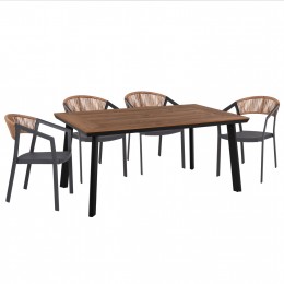 ΣΕΤ ΤΡΑΠΕΖΑΡΙΑΣ 5ΤΜΧ TABER HM10832.01 ΚΑΡΕΚΛΕΣ & ΤΡΑΠΕΖΙ ΑΛΟΥΜ.-POLYWOOD-ΓΚΡΙ