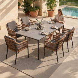 ΣΕΤ ΤΡΑΠΕΖΑΡΙΑΣ 7ΤΜΧ STAD HM10863.01 ΓΚΡΙ ΑΛΟΥΜΙΝΙΟ-SINTERED STONE TOP-OLEFIN