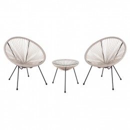 ΣΕΤ ΕΞΩΤΕΡΙΚΟΥ ΧΩΡΟΥ 3ΤΜΧ ACAPULCO HM11861.03 P.E.RATTAN ΕΚΡΟΥ-ΜΕΤΑΛΛΟ ΣΕ ΜΑΥΡΟ