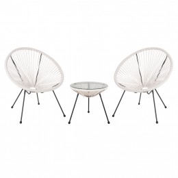 ΣΕΤ ΕΞΩΤΕΡΙΚΟΥ ΧΩΡΟΥ 3ΤΜΧ ACAPULCO HM11861.12 P.E.RATTAN ΛΕΥΚΟ-ΜΕΤΑΛΛΟ ΣΕ ΜΑΥΡΟ