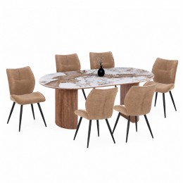 ΣΕΤ ΤΡΑΠΕΖΑΡΙΑΣ 7ΤΜΧ MARBLEX HM11394.03 ΚΕΡΑΜΙΚΟ TOP PANDORA--ΚΑΡΕΚΛΕΣ ΥΦΑΣΜΑ TAUPE