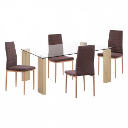 ΣΕΤ ΤΡΑΠΕΖΑΡΙΑΣ 5ΤΜΧ LADY HM11595 ΓΥΑΛΙ--ΜΕΤΑΛΛΟ--MDF ΣΕ SONAMA & ΚΑΦΕ ΥΦΑΣΜΑ