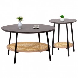 ΣΕΤ 2ΤΜΧ ΤΡΑΠΕΖΙΑ ΣΑΛΟΝΙΟΥ SEWELL HM21087 MDF-ΜΕΤΑΛΛΟ-ΣΥΝΘΕΤΙΚΟ RATTAN Φ80εκ & Φ45εκ 9996860