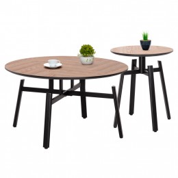 ΣΕΤ 2ΤΜΧ ΤΡΑΠΕΖΙΑ ΣΑΛΟΝΙΟΥ NORTON HM21088 MDF-ΜΕΤΑΛΛΟ Φ80εκ & Φ45εκ 9996861