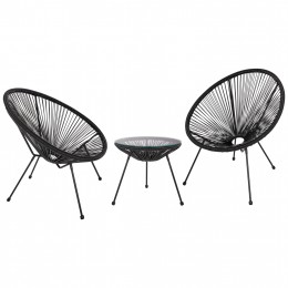 ΣΕΤ ΕΞΩΤΕΡΙΚΟΥ ΧΩΡΟΥ 3ΤΜΧ ACAPULCO HM21101 TWISTED WICKER-ΜΕΤΑΛΛΟ ΣΕ ΜΑΥΡΟ 9996871
