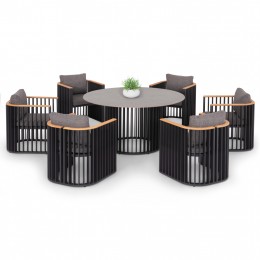 ΣΕΤ ΤΡΑΠΕΖΑΡΙΑΣ ΕΞ.ΧΩΡΟΥ ETERNITY SM21129.02 ΜΕ ΤΡΑΠΕΖΙ & 6 ΠΟΛΥΘΡΟΝΕΣ--ΣΚΟΥΡΟ ΓΚΡΙ