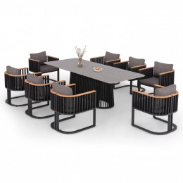 ΣΕΤ ΤΡΑΠΕΖΑΡΙΑΣ ΕΞ.ΧΩΡΟΥ ETERNITY SM21130.01 ΜΕ ΤΡΑΠΕΖΙ & 8 ΠΟΛΥΘΡΟΝΕΣ--ΣΚΟΥΡΟ ΓΚΡΙ