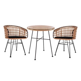ΣΕΤ 3ΤΜΧ ALLEGRA WICKER ΜΕ ΤΡΑΠΕΖΙ Φ70Χ74Υ ΜΠΕΖ & ΜΑΥΡΟ ΧΡΩΜΑ HM10474 9997251