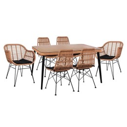 ΣΕΤ 7ΤΜΧ ALLEGRA WICKER ΜΕ ΤΡΑΠΕΖΙ 160X90X78Υ ΜΠΕΖ & ΜΑΥΡΟ ΧΡΩΜΑ HM10495 9997272