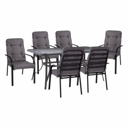 ΣΕΤ ΤΡΑΠΕΖΑΡΙΑ 7ΤΜΧ ΤΡΑΠΕΖΙ BRUNO 150X90 ΜΕ ΠΟΛΥΘΡΟΝΕΣ ENDIKA ΓΚΡΙ HM11475 9997900