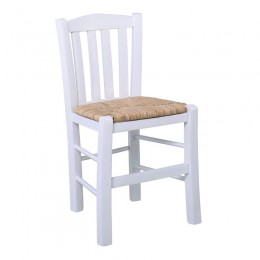 CASA Καρέκλα Οξιά Βαφή Εμποτισμού Λάκα Άσπρο, 42x45x88cm Κάθισμα Ψάθα Ρ966,Ε8