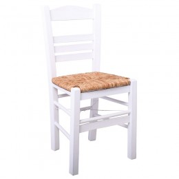 ΣΙΦΝΟΣ Καρέκλα Οξιά Βαφή Εμποτισμού Λάκα Άσπρο, 41x45x88cm Κάθισμα Ψάθα Ρ969,Ε8
