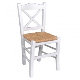 METRO Καρέκλα Οξιά 43x47x88cm Βαφή Εμποτισμού Λάκα Άσπρο, Κάθισμα Ψάθα Ρ967,Ε8