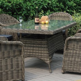 MONTANA Τραπέζι Dining 160x90 H.75cm Κήπου-Βεράντας ALU, Φ5mm Round Wicker Grey Brown Ε655,2