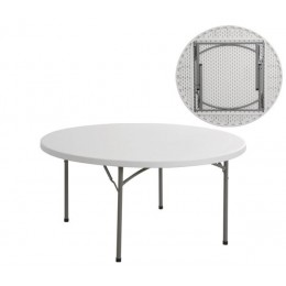 BLOW τραπέζι Συνεδρίου - Catering Πτυσσόμενο, Φ152cm H.74cm Μέταλλο Βαφή Γκρι, HDPE Άσπρο ΕΟ174