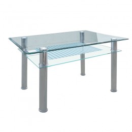 VERON Τραπέζι Τραπεζαρίας Κουζίνας 90x60x75cm Inox - Γυαλί ΕΜ701