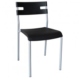 SWIFT Καρέκλα Στοιβαζόμενη 42x46x77cm Mέταλλο Βαφή Silver, PP Μαύρο ΕΜ912,2