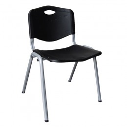 STUDY Καρέκλα Στοιβαζόμενη 53x55x77cm Μέταλλο Βαφή Silver, PP Μαύρο ΕΟ549,1
