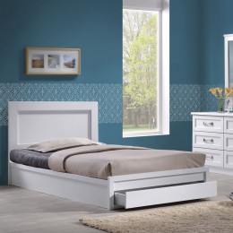 LIFE Κρεβάτι Μονό με Συρτάρι, 99x207x93cm για Στρώμα 90x200cm, Απόχρωση Άσπρο ΕΜ3633,1