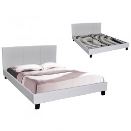 WILTON Κρεβάτι Διπλό, για Στρώμα 160x200cm, PU Άσπρο Ε8054,1