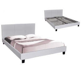 WILTON Κρεβάτι Διπλό, για Στρώμα 150x200cm, PU Άσπρο Ε8055,1