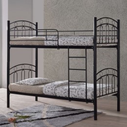 DECKER Κρεβάτι Κουκέτα 98x210x176cm (Στρώμα 90x200)cm Μέταλλο Βαφή Μαύρο Ε8046
