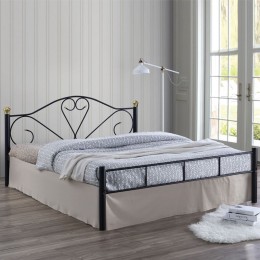 LAZAR Κρεβάτι Διπλό, 58x210x95cm για Στρώμα 150x200cm, Μέταλλο Βαφή Μαύρο Ε8066