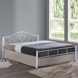 LAZAR Κρεβάτι Διπλό, 158x210x95cm για Στρώμα 150x200cm, Μέταλλο Βαφή Άσπρο Ε8066,1
