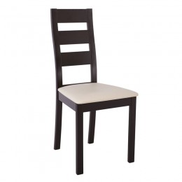 MILLER Καρέκλα Οξιά Σκούρο Καρυδί, 45x52x97cm PVC Εκρού Ε782