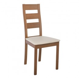 MILLER Καρέκλα Οξιά Honey Oak, 45x52x97cm PVC Εκρού Ε782,1