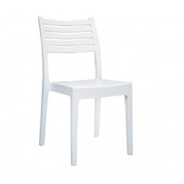 OLIMPIA Καρέκλα Τραπεζαρίας Κήπου Στοιβαζόμενη, 46x52x86cm PP - UV Protection, Απόχρωση Άσπρο Ε345,1