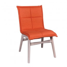 FOREX Καρέκλα 50x58x83cm White Wash, Ύφασμα Πορτοκαλί Ε7765,2