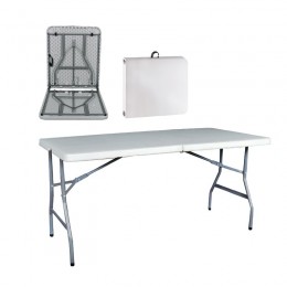 BLOW Τραπέζι Συνεδρίου - Catering 152x70x74cm Πτυσσόμενο (Βαλίτσα), Μέταλλο Βαφή Γκρι, HDPE Άσπρο ΕΟ181