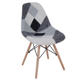 ART Wood Καρέκλα 47x52x84cm Ξύλο - PP Ύφασμα Patchwork Black & White ΕΜ123,81