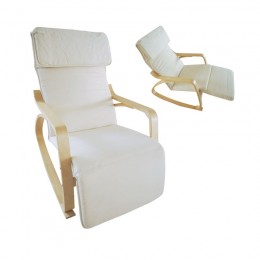 HAMILTON Super Relax Πολυθρόνα Σαλονιού - Καθιστικού, 67x105x90cm Σημύδα, Ύφασμα Άσπρο Ε7157,1