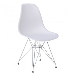 ART Καρέκλα Τραπεζαρίας Κουζίνας 46x55x82cm Μέταλλο Χρώμιο - PP Άσπρο ΕΜ124,11P