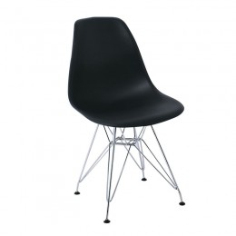 ART Καρέκλα Tραπεζαρίας Κουζίνας 46x55x82cm Μέταλλο Χρώμιο - PP Μαύρο ΕΜ124,22P