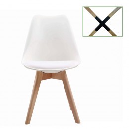MARTIN Καρέκλα Metal Cross Ξύλο, 49x56x82cm PP Άσπρο, Μονταρισμένη Ταπετσαρία ΕΜ136,10